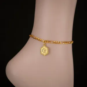Pendant Anklet Ladies 26 Uppercase English Letters Hexagonal Anklet Accessories