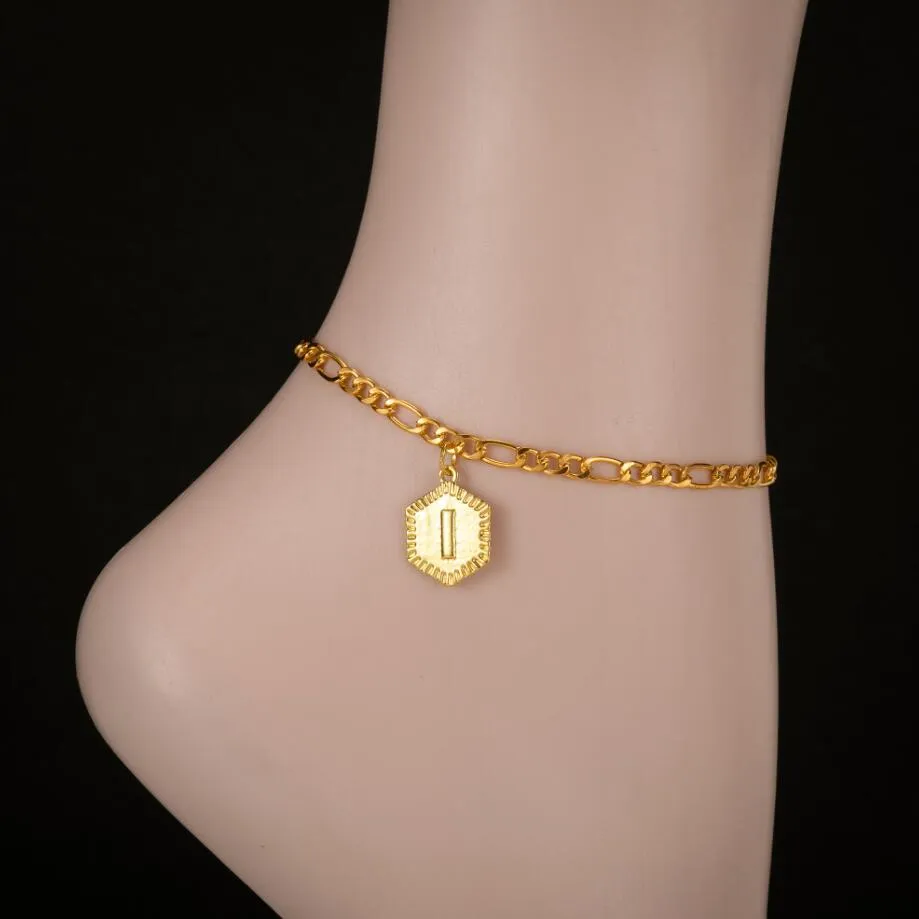 Pendant Anklet Ladies 26 Uppercase English Letters Hexagonal Anklet Accessories