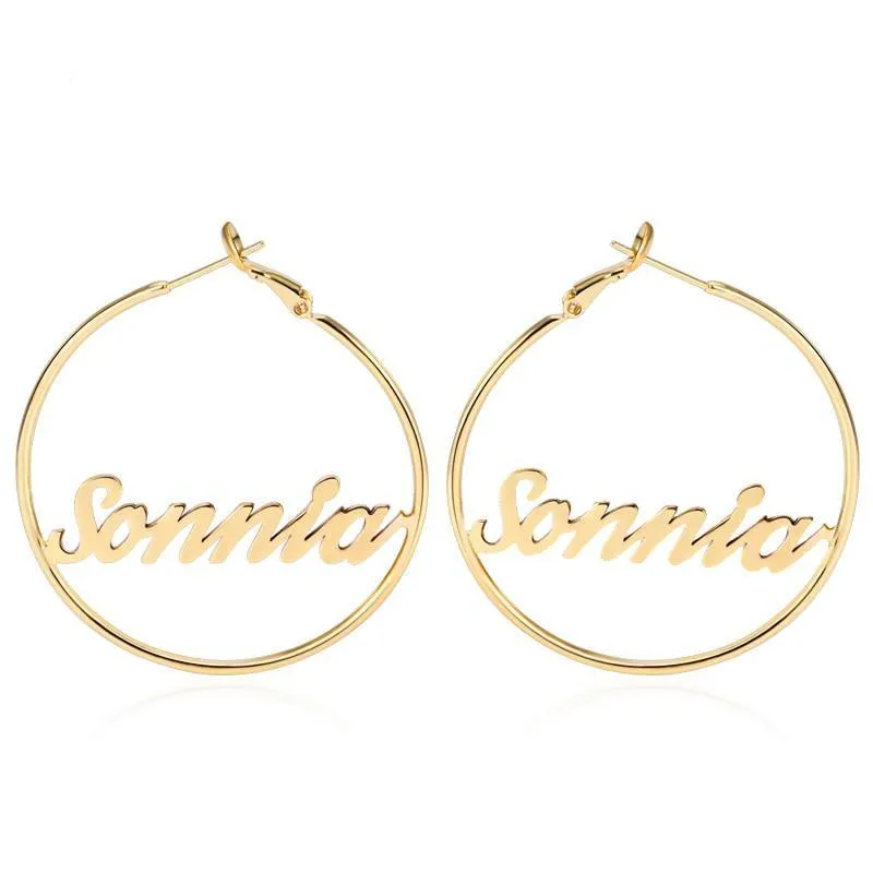 Personalize Your Name Hoop Earrings