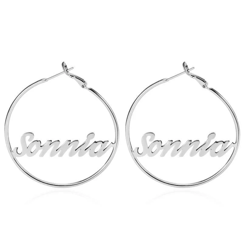 Personalize Your Name Hoop Earrings