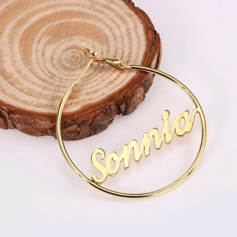 Personalize Your Name Hoop Earrings