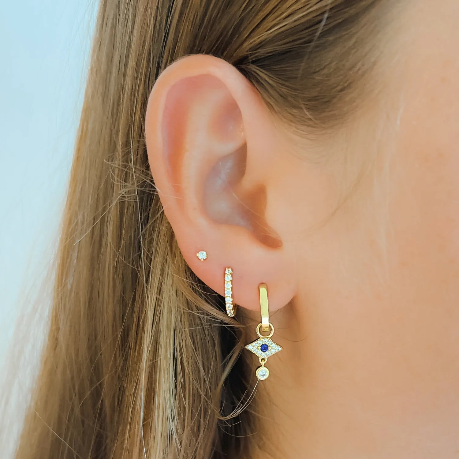 Phoebe Huggie Earrings - Stone