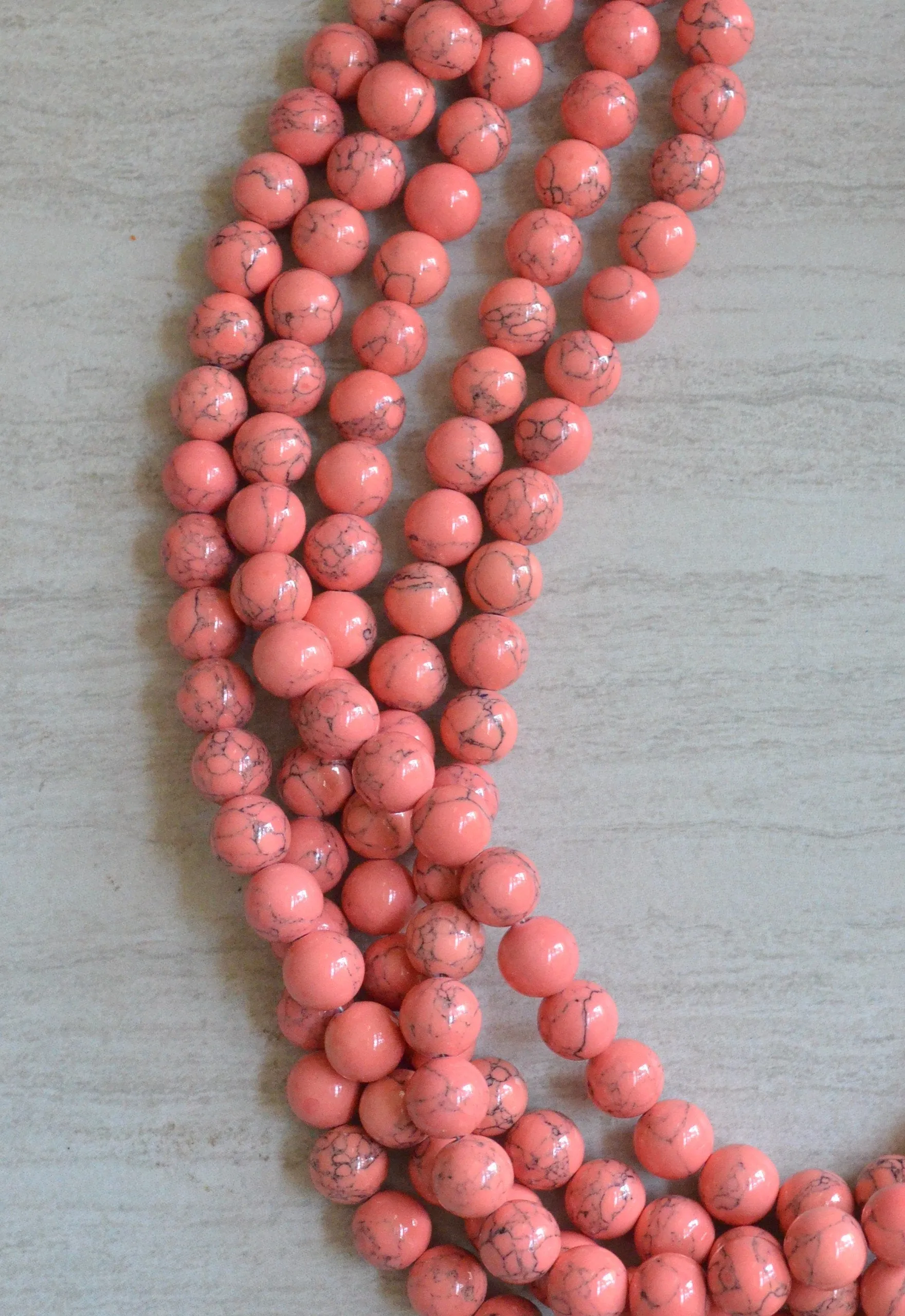 Pink Howlite Stone Multi Strand Chunky Beaded Statement Necklace - Alana