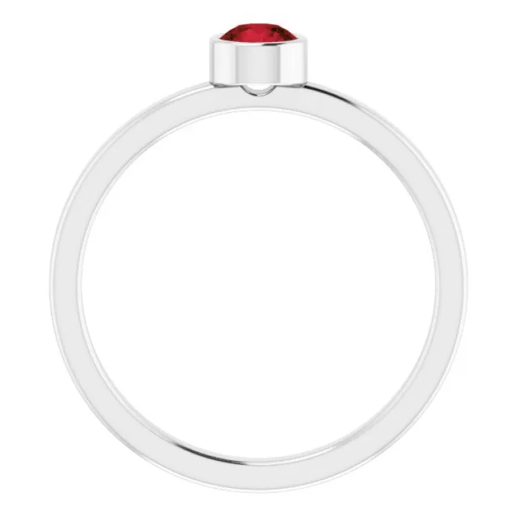 Platinum 4 mm Natural Mozambique Garnet Ring