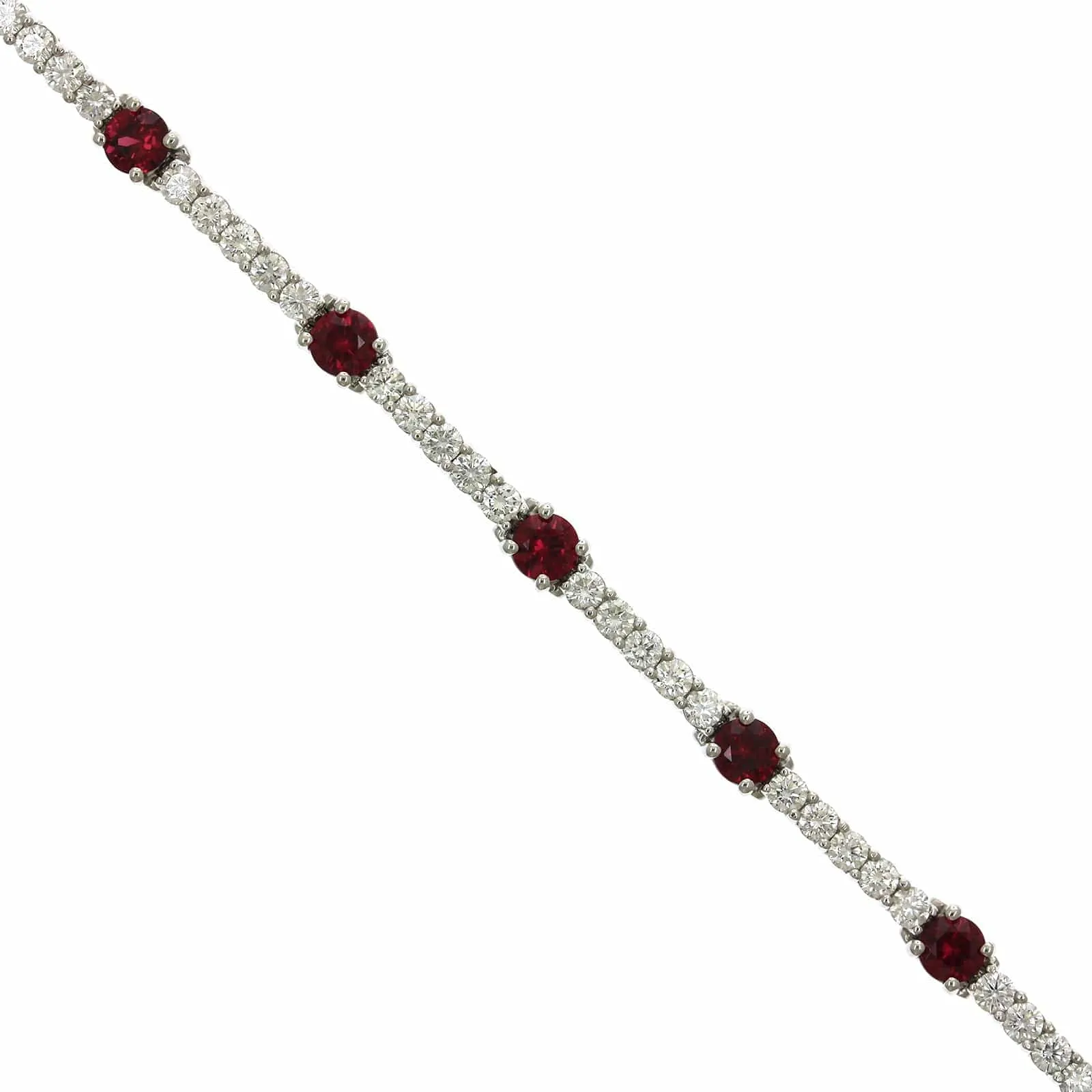 Platinum Ruby and Diamond Line Bracelet
