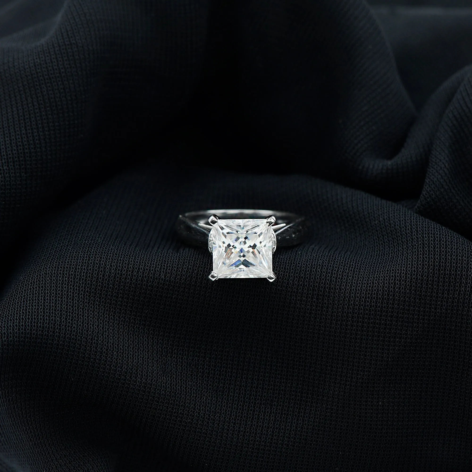 Princess Cut Certified Moissanite Solitaire Engagement Ring