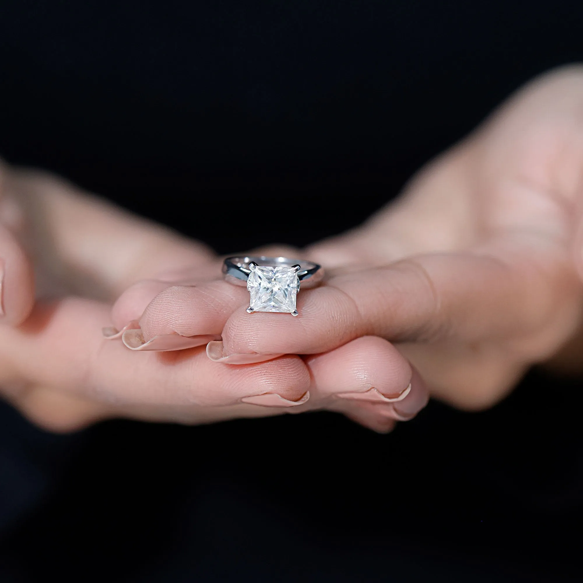 Princess Cut Certified Moissanite Solitaire Engagement Ring
