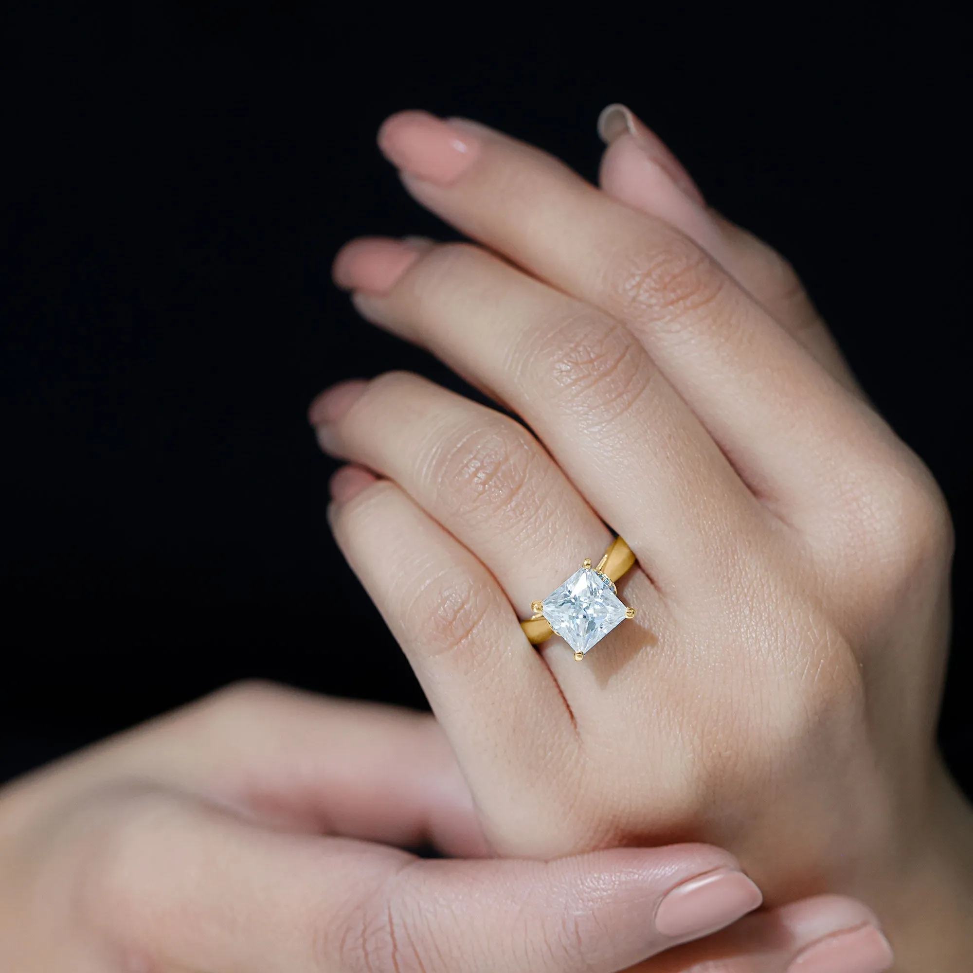 Princess Cut Certified Moissanite Solitaire Engagement Ring