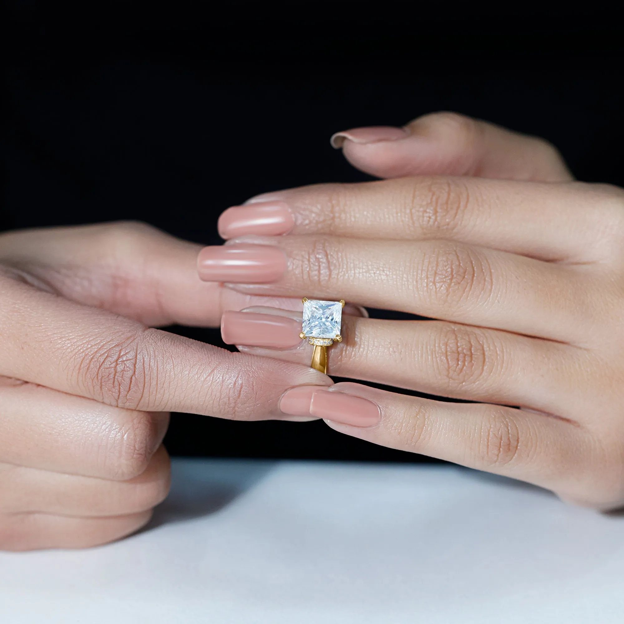 Princess Cut Certified Moissanite Solitaire Engagement Ring