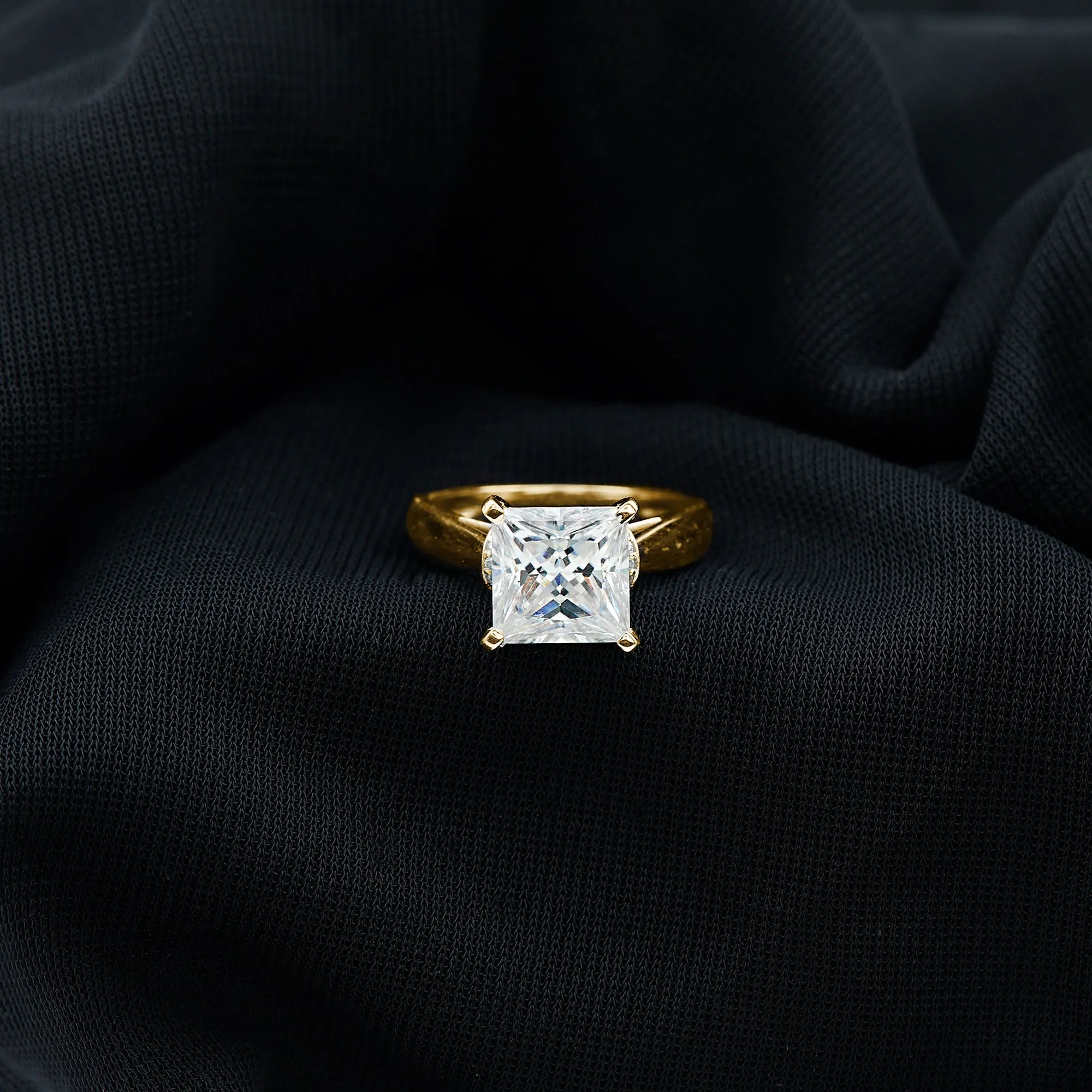 Princess Cut Certified Moissanite Solitaire Engagement Ring