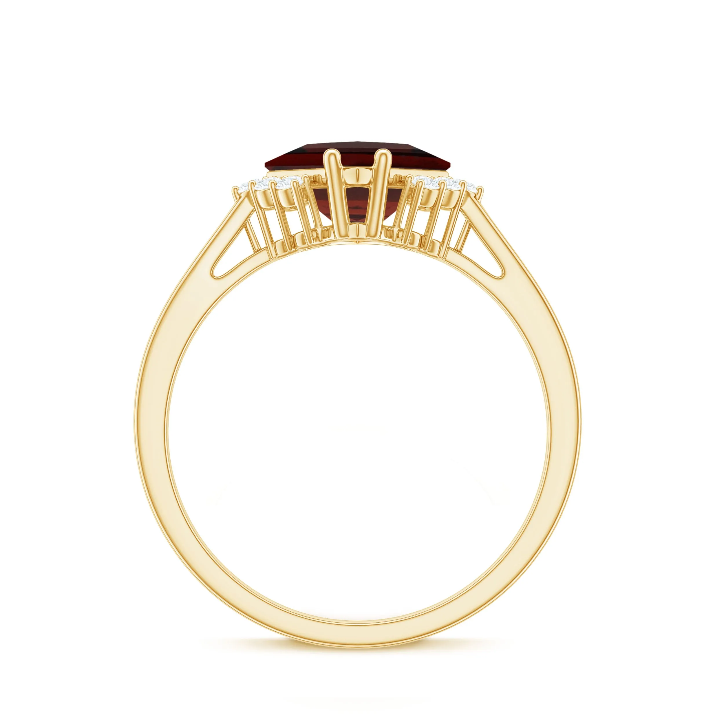 Princess Cut Garnet Engagement Ring with Diamond Accent