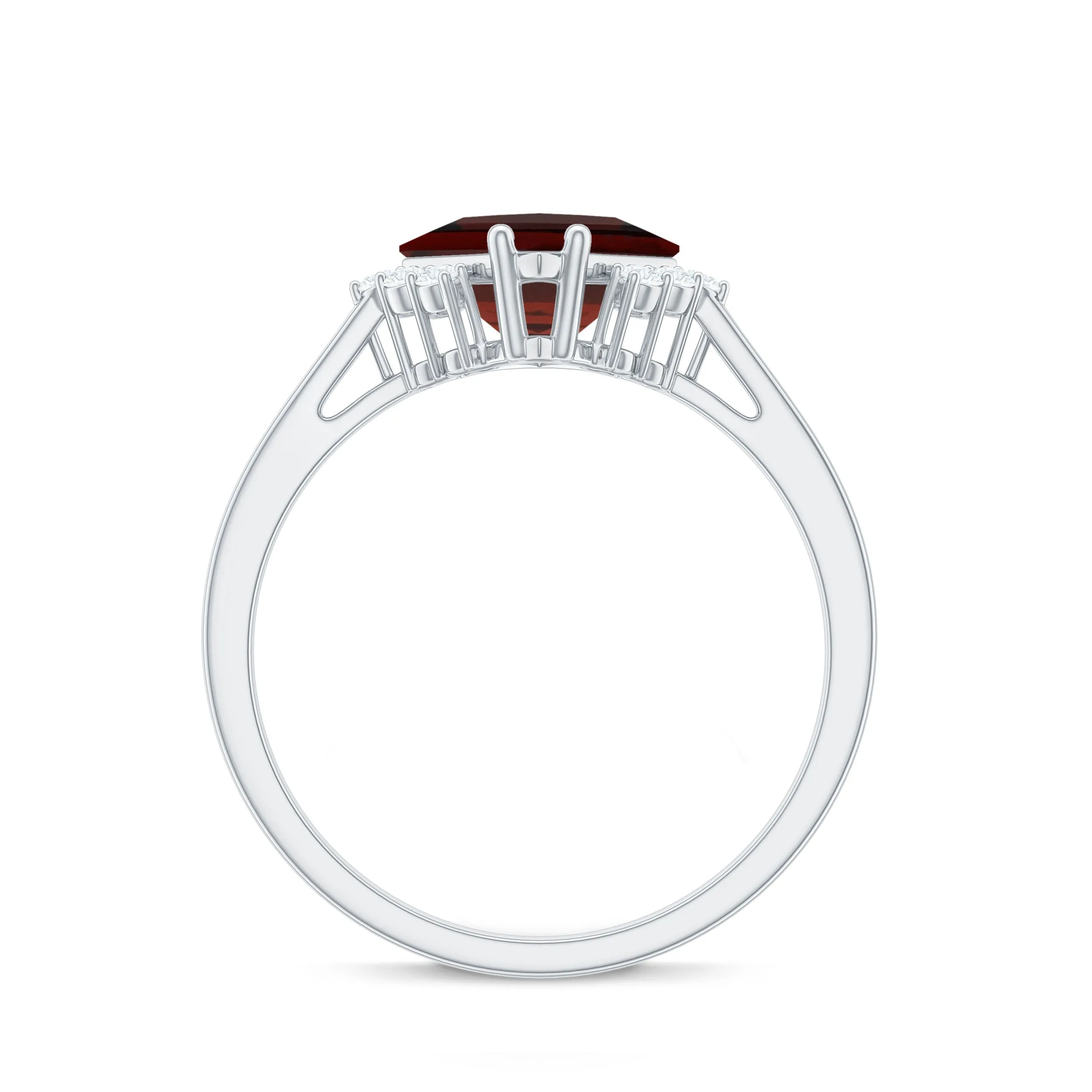 Princess Cut Garnet Engagement Ring with Diamond Accent