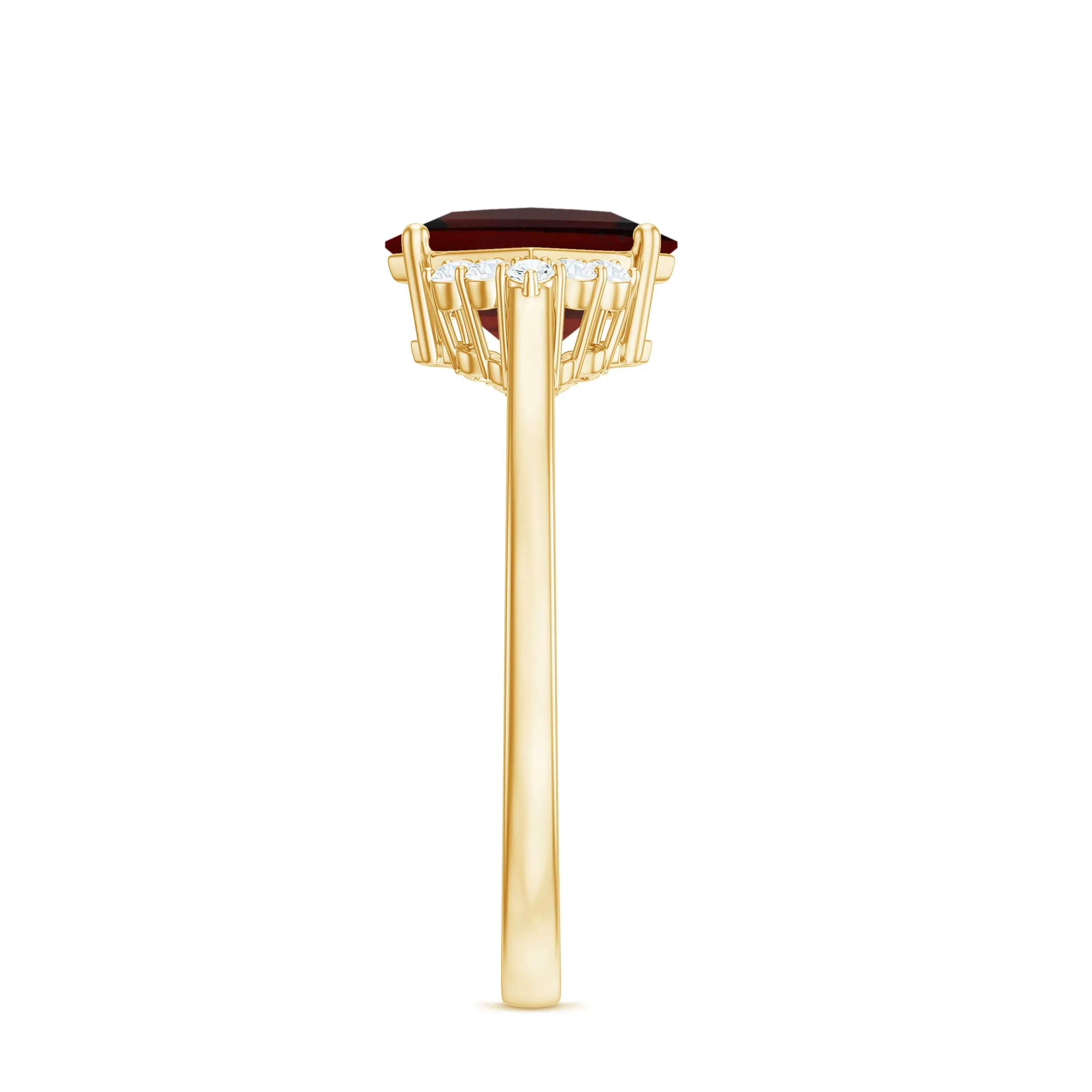 Princess Cut Garnet Engagement Ring with Diamond Accent
