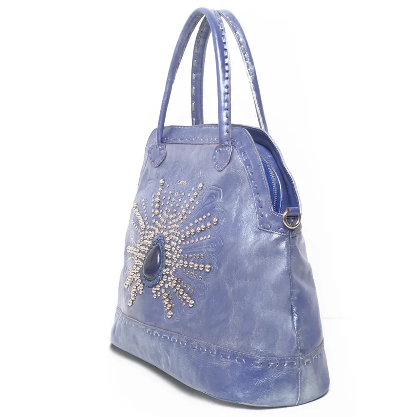 Queen Peacock Handbag Tote Metallic Violet