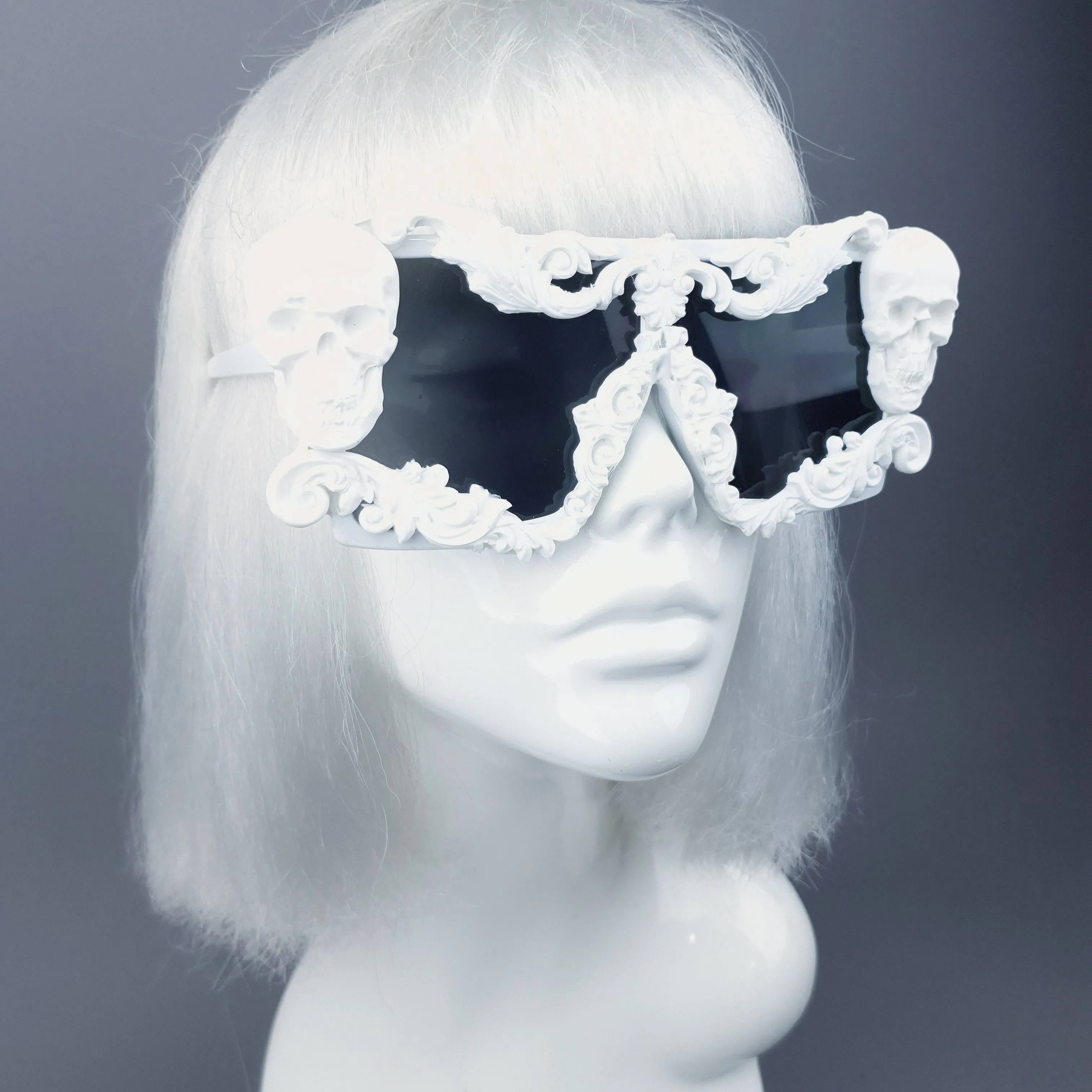 "Galatea" White Skull Filigree Unisex Sunglasses