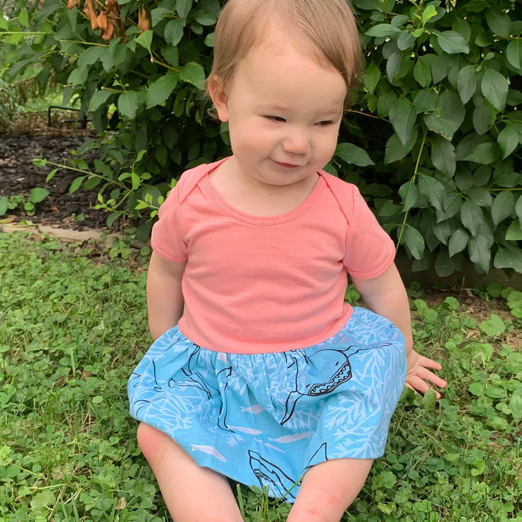 "Hello Chum" Sharks Infant Snapsuit Dress
