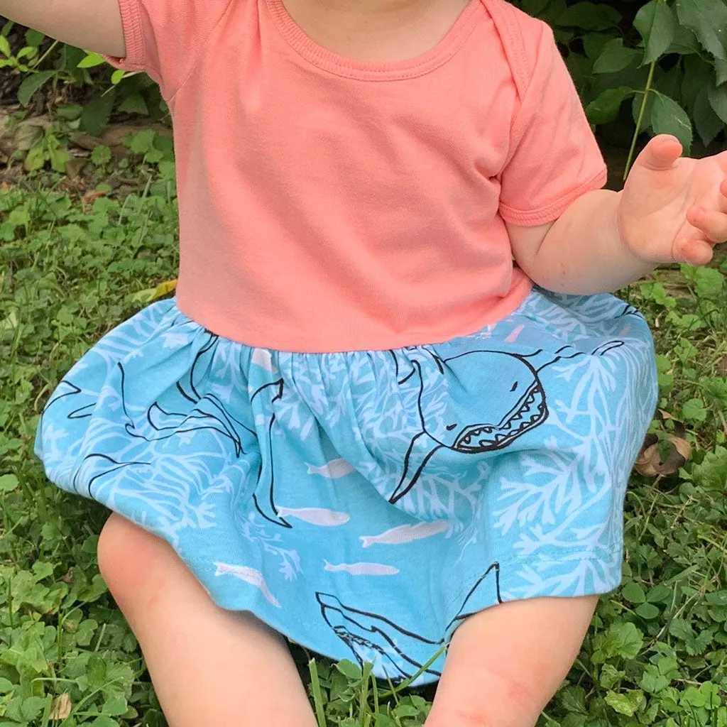 "Hello Chum" Sharks Infant Snapsuit Dress