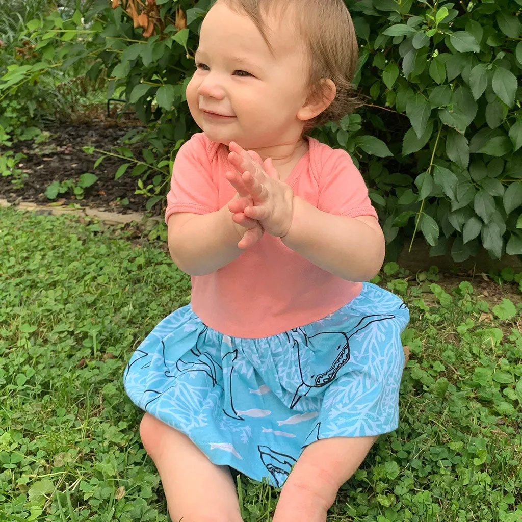 "Hello Chum" Sharks Infant Snapsuit Dress