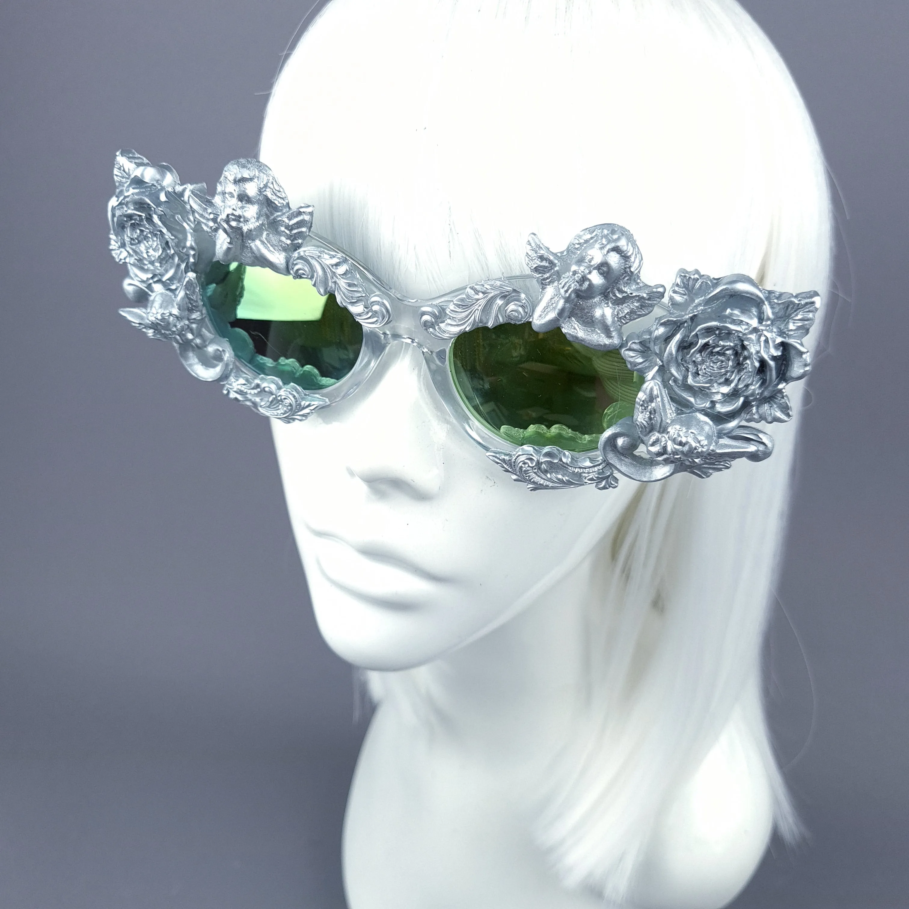 "Immortal" Silver Angel, Rose & Filigree Catseye Sunglasses