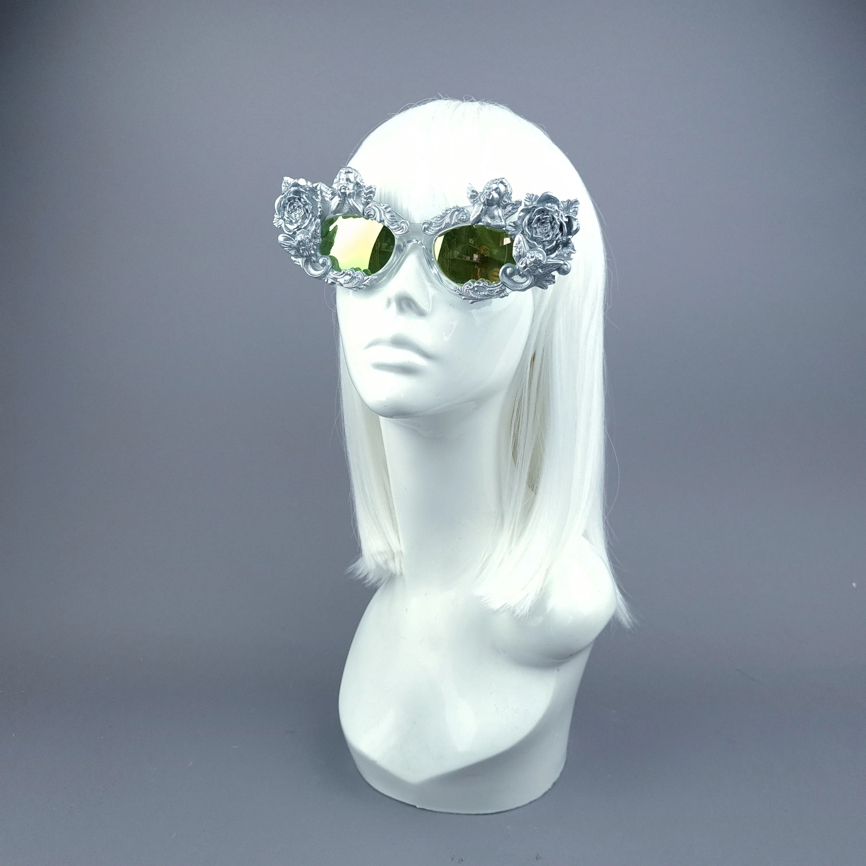 "Immortal" Silver Angel, Rose & Filigree Catseye Sunglasses