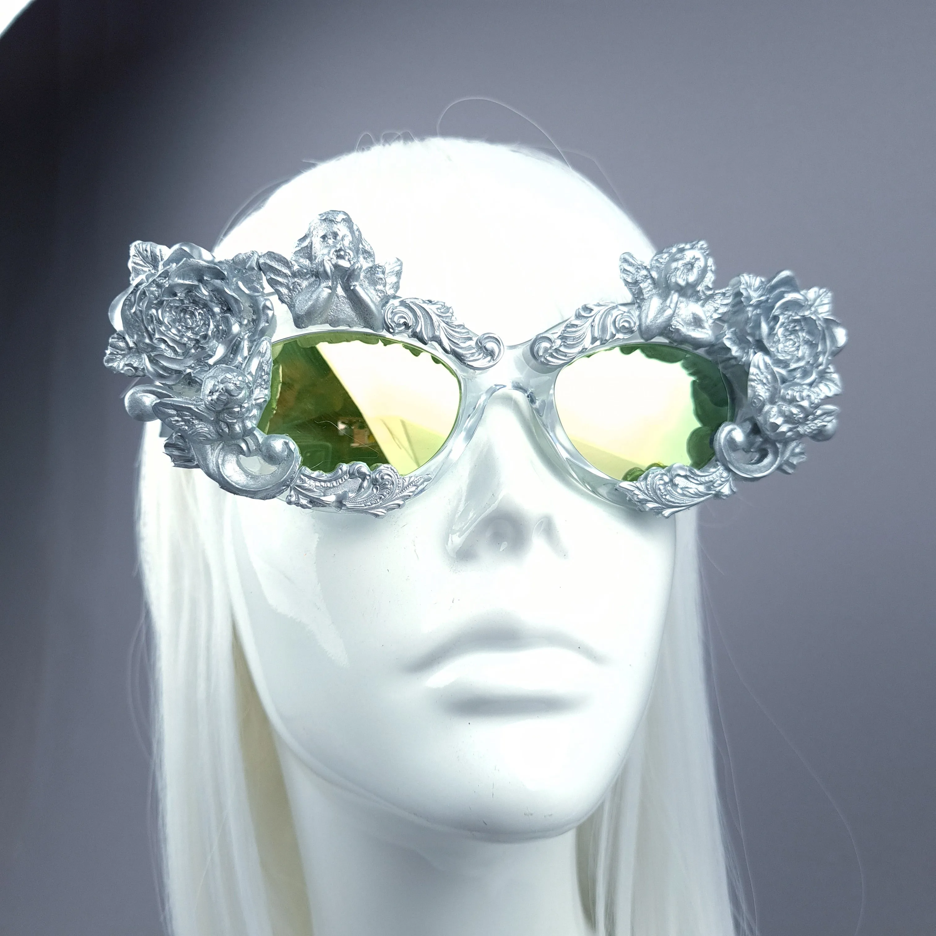 "Immortal" Silver Angel, Rose & Filigree Catseye Sunglasses
