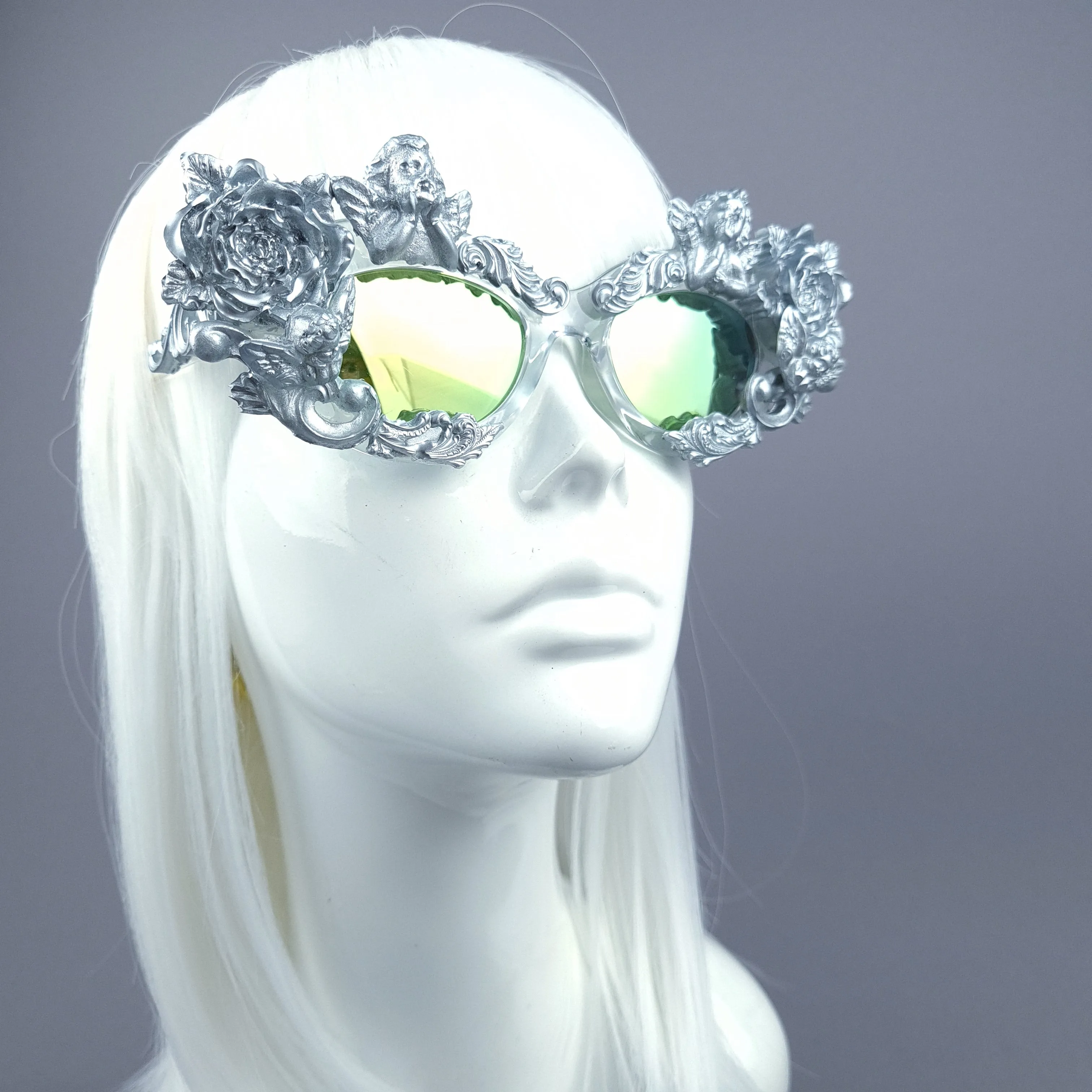 "Immortal" Silver Angel, Rose & Filigree Catseye Sunglasses