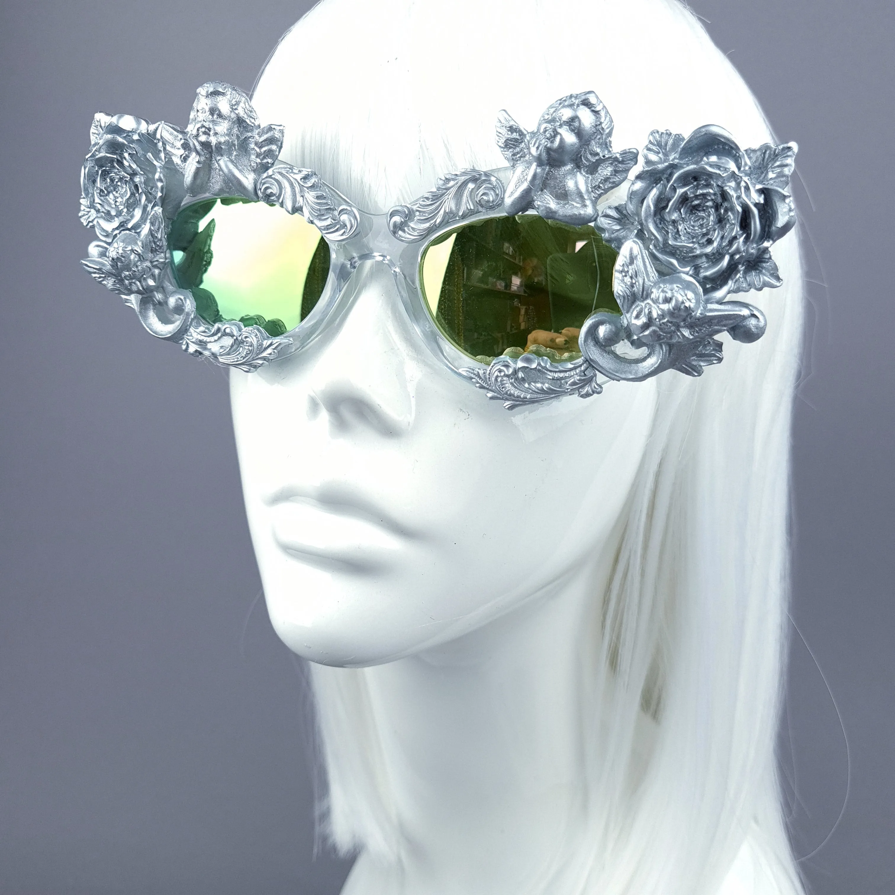 "Immortal" Silver Angel, Rose & Filigree Catseye Sunglasses