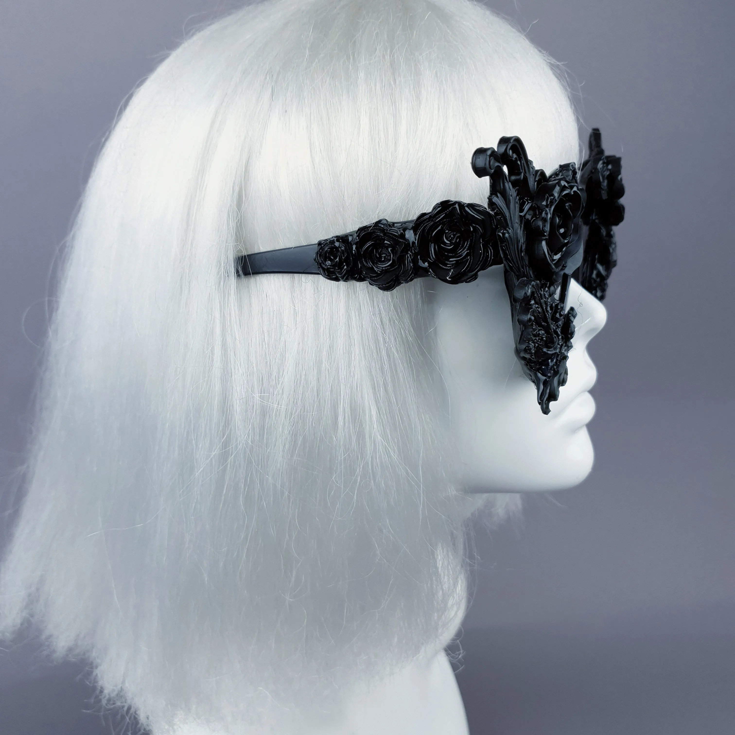 "La Belle Otero" Ornate Black Filigree on Black Sunglasses