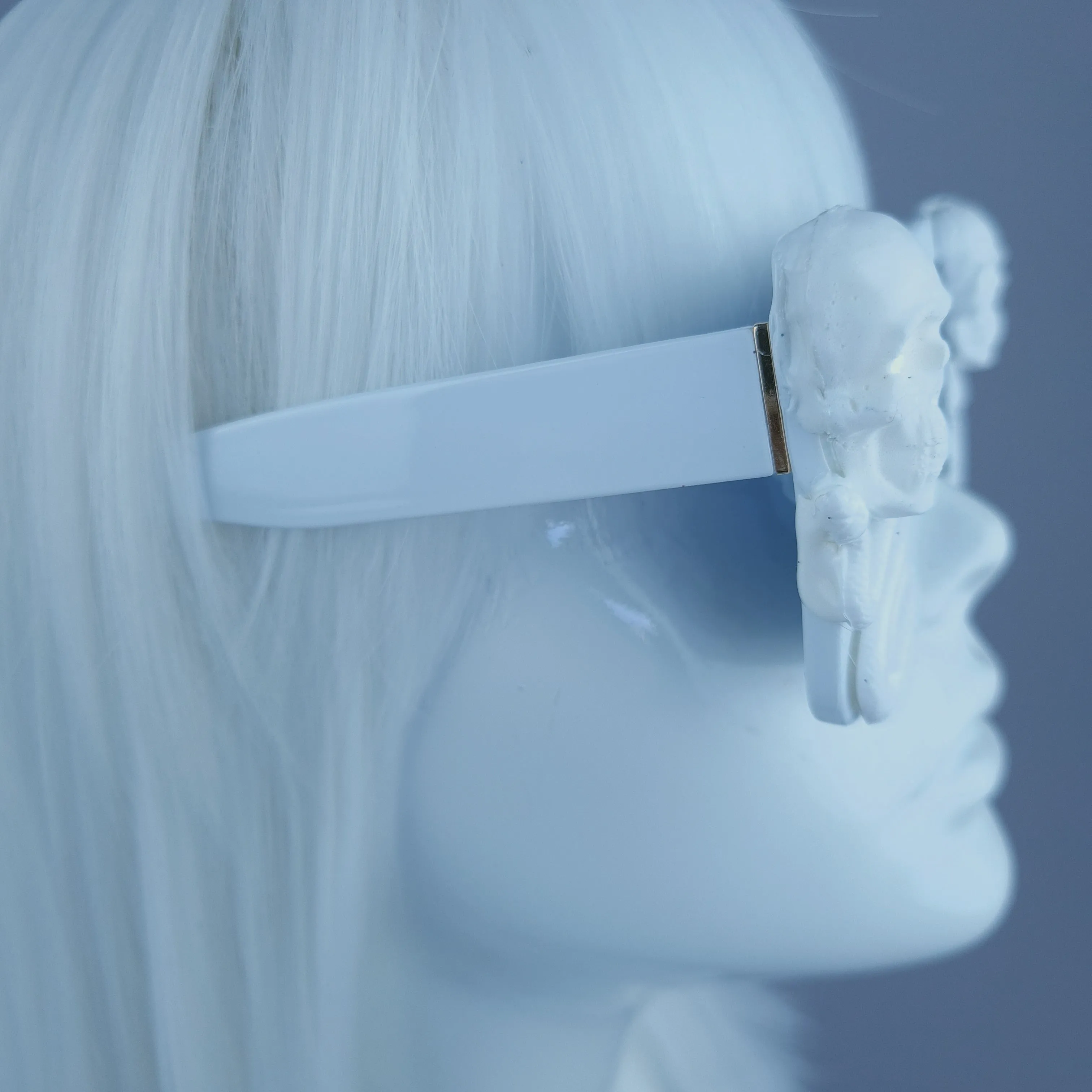 "Lycidas" White Skull Snake Unisex Square Sunglasses