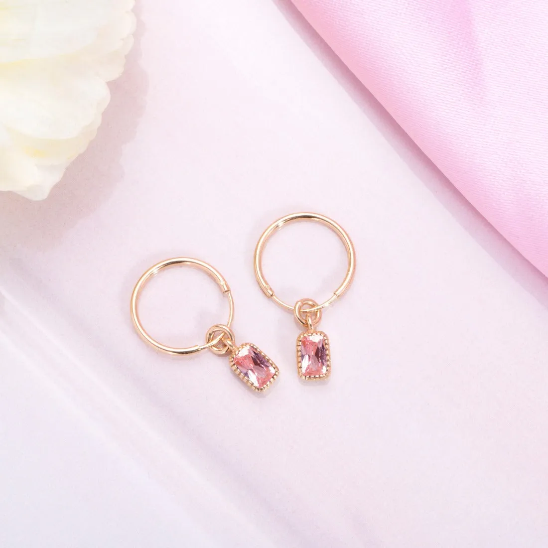 Radiant Rose Gold-Plated CZ 925 Sterling Silver Hoop Earrings
