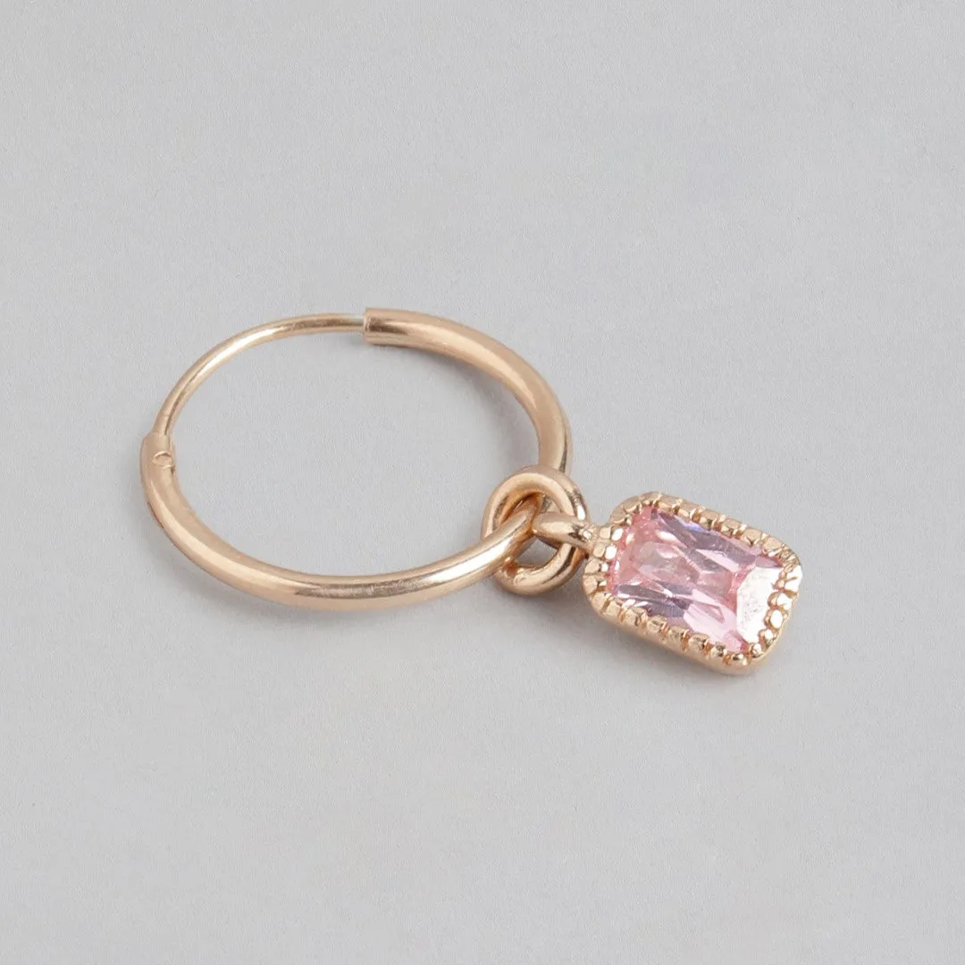 Radiant Rose Gold-Plated CZ 925 Sterling Silver Hoop Earrings