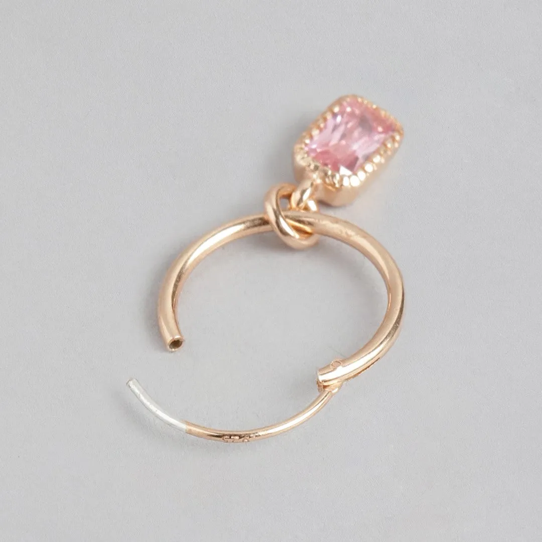 Radiant Rose Gold-Plated CZ 925 Sterling Silver Hoop Earrings