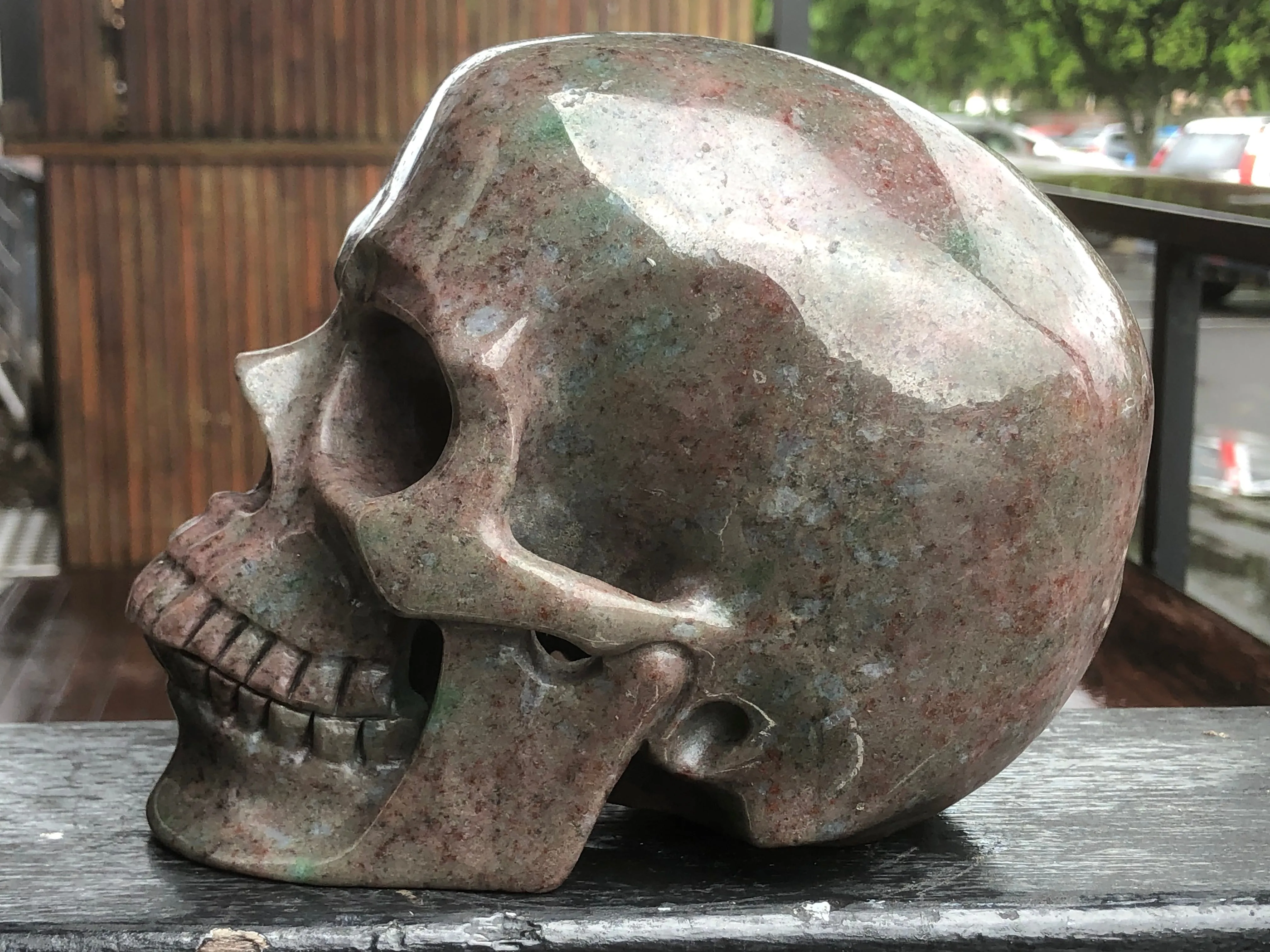 Red and Green Garnet in Matrix Skull [1k1551]