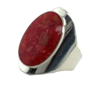 Red Coral Earth Stone Ring