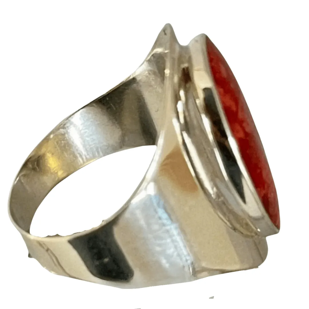 Red Coral Earth Stone Ring
