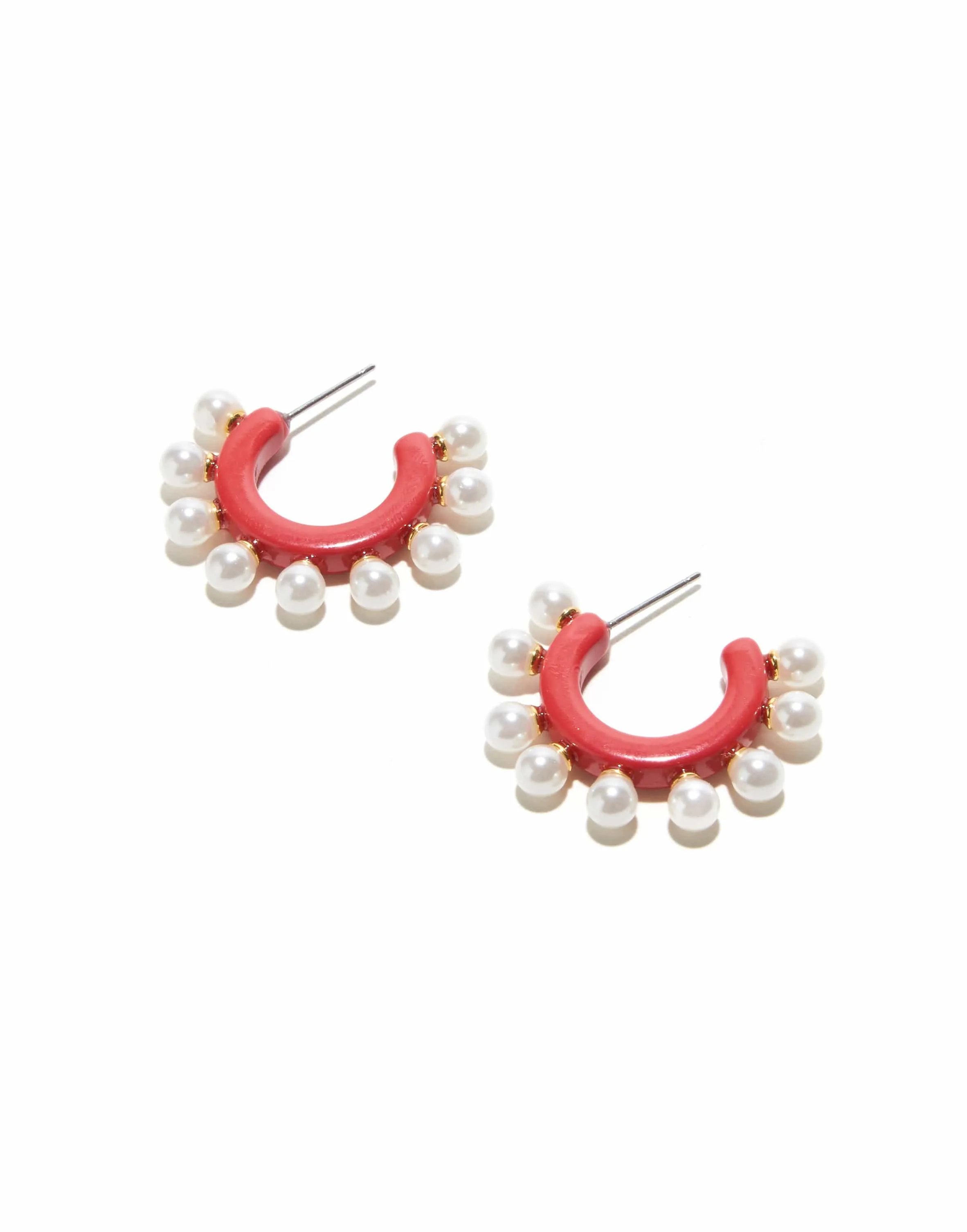 Red Coral Pearl Block Huggies
