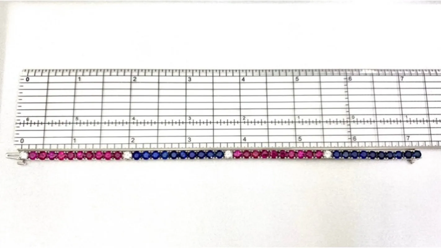 Red White and Blue - Ruby, Sapphire and Diamond Platinum Tennis Bracelet