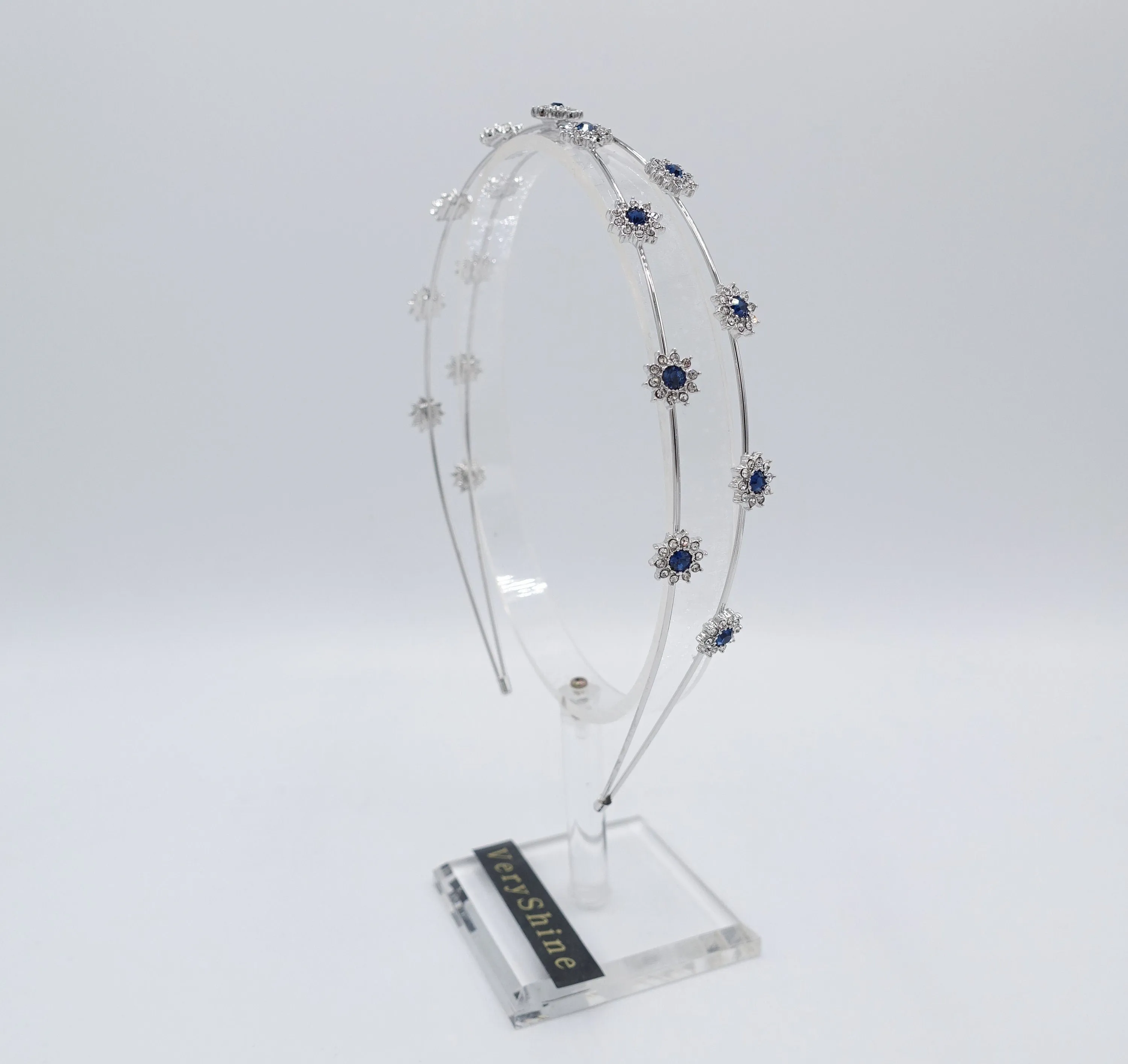 rhinestone flower headband, bling jewel cross headband for women