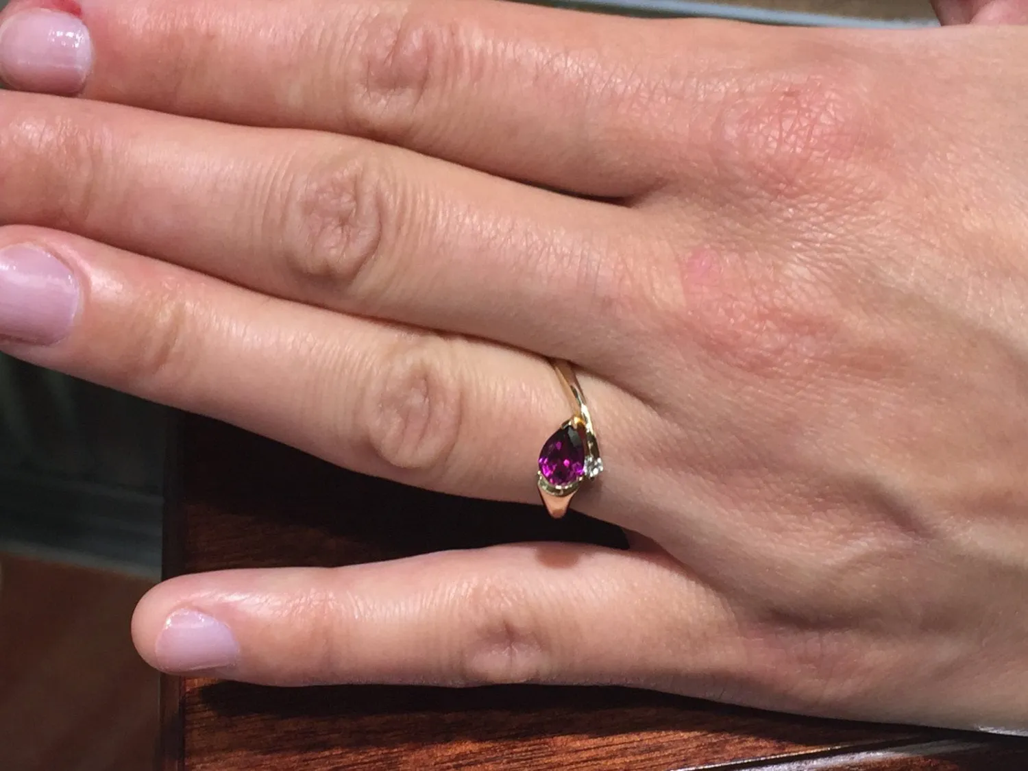 Rhodolite Garnet And Diamond 14 K Yellow Gold Ring