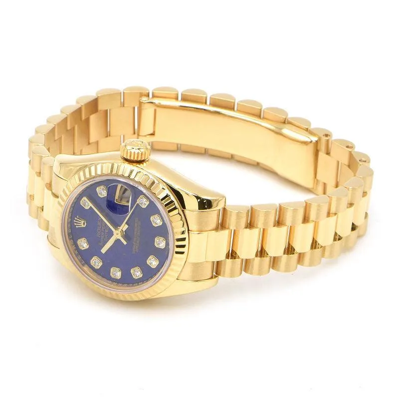 Rolex Ladies Datejust 179178G Z No. K18YG OH/Polished Lapis Lazuli Dial Diamond Automatic Watch Used Free Shipping