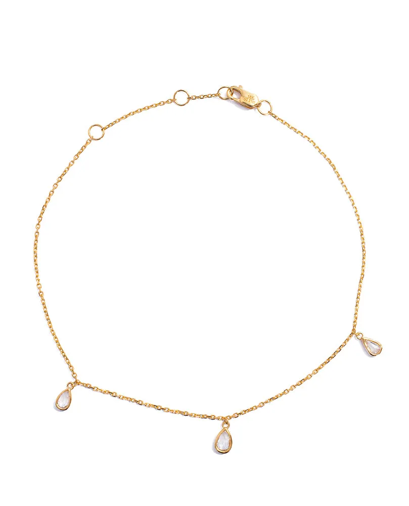 Rose Cut Diamond Anklet (Yellow Gold)