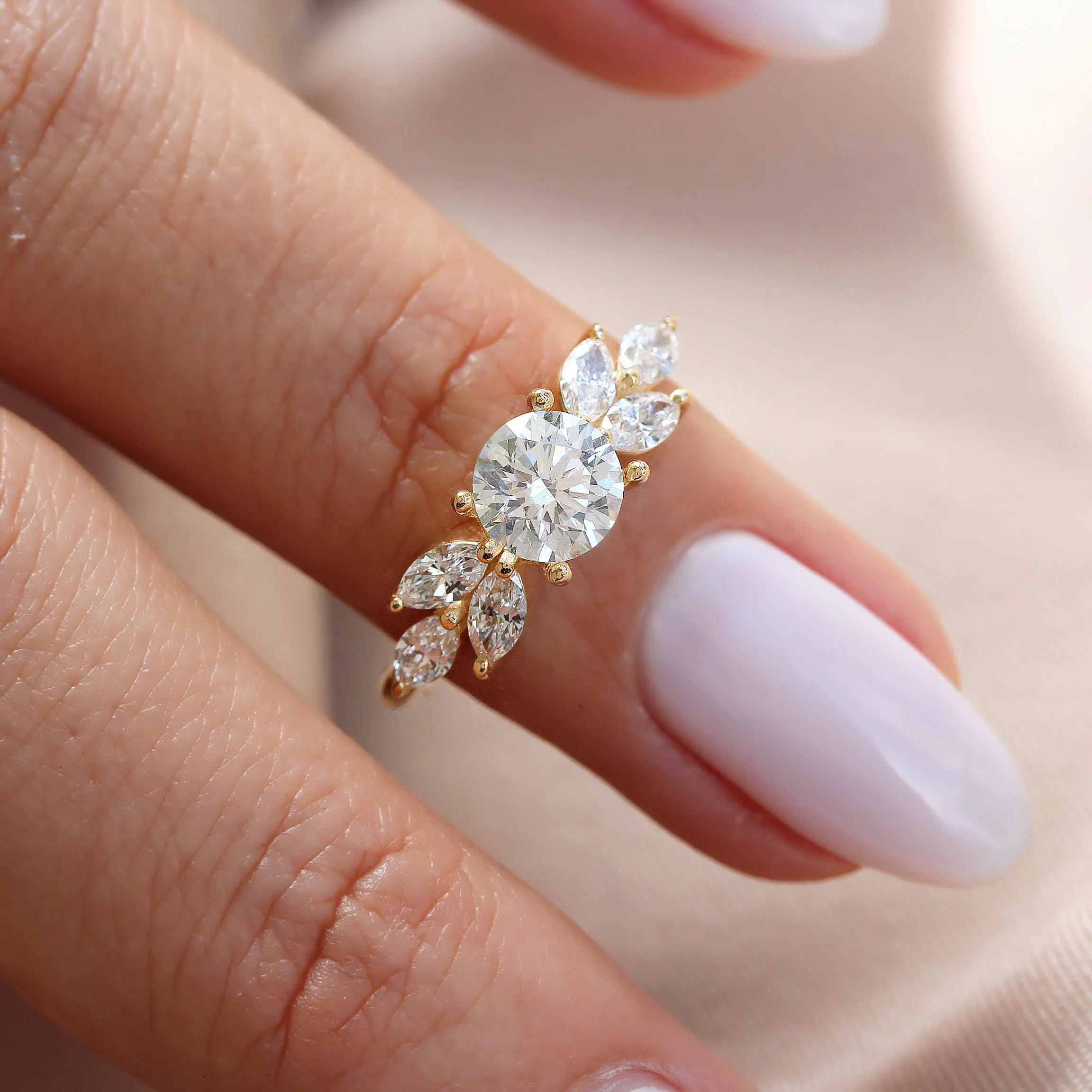 Round and Marquise Diamond Engagement Ring Large Penelope 2