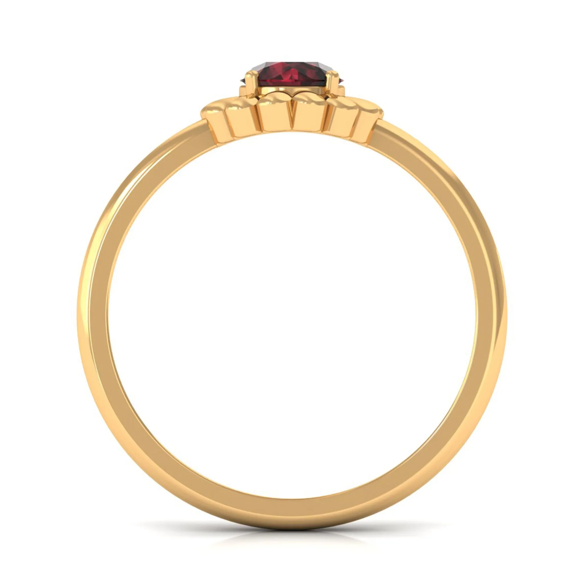 Round Cut Solitaire Garnet Flower Ring