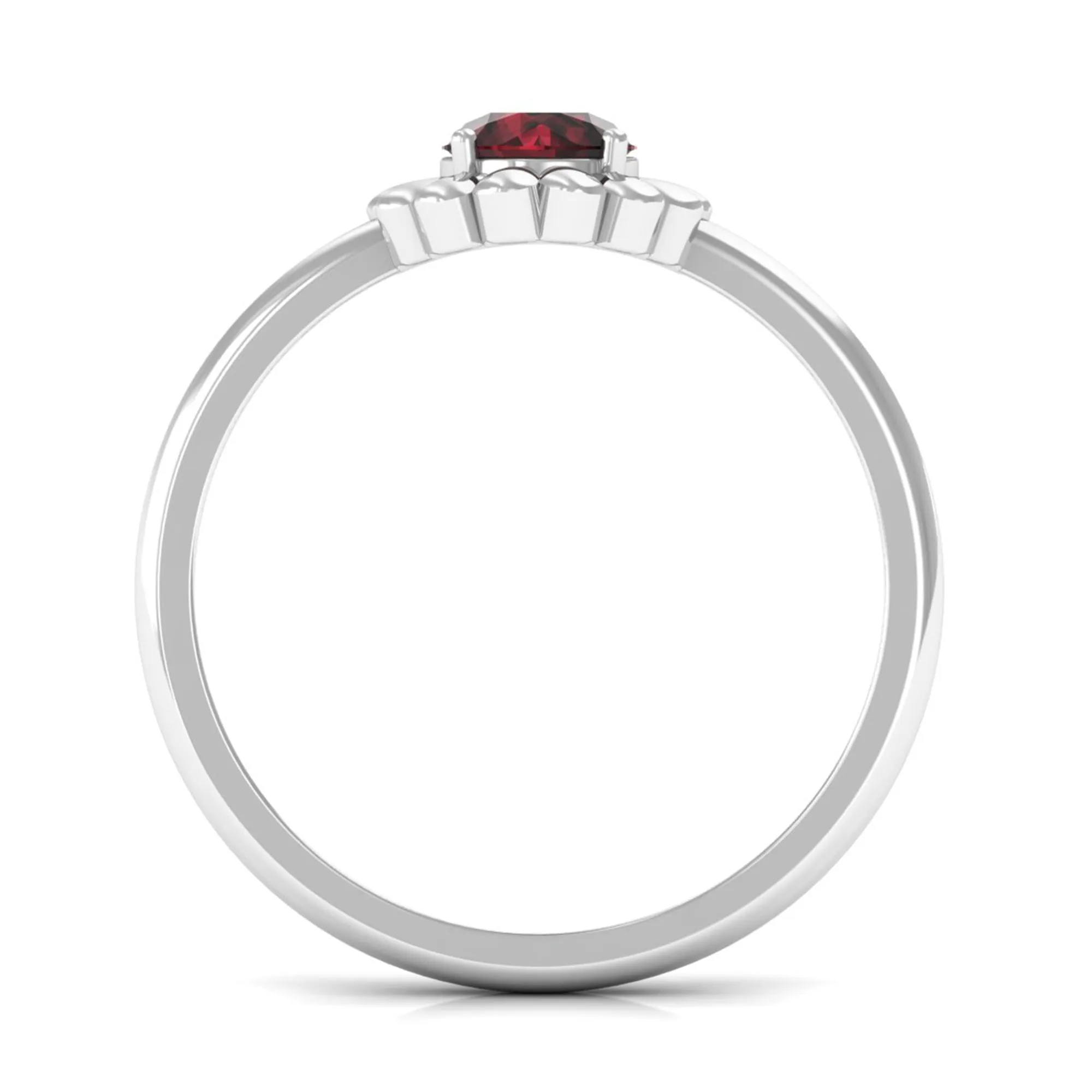 Round Cut Solitaire Garnet Flower Ring