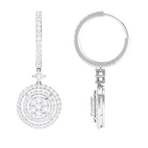 Round Moissanite Bridal Hoop Drop Earrings