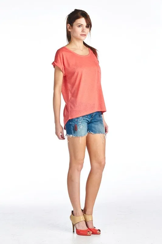Round Scoop Net Short Sleeve Tee