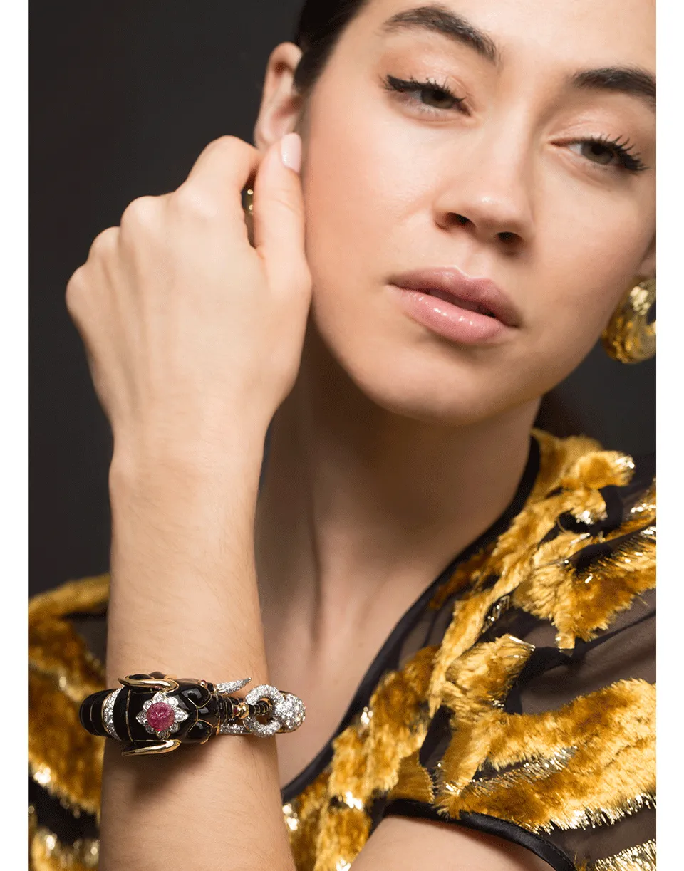 Ruby and Diamond Elephant Bracelet