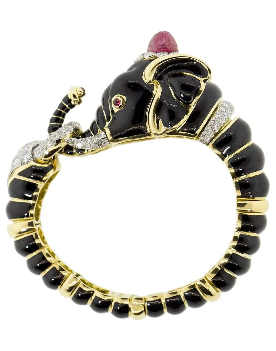 Ruby and Diamond Elephant Bracelet
