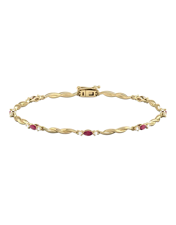 Ruby Bracelet - 10ct Yellow Gold Ruby & Diamond Bracelet - 788233
