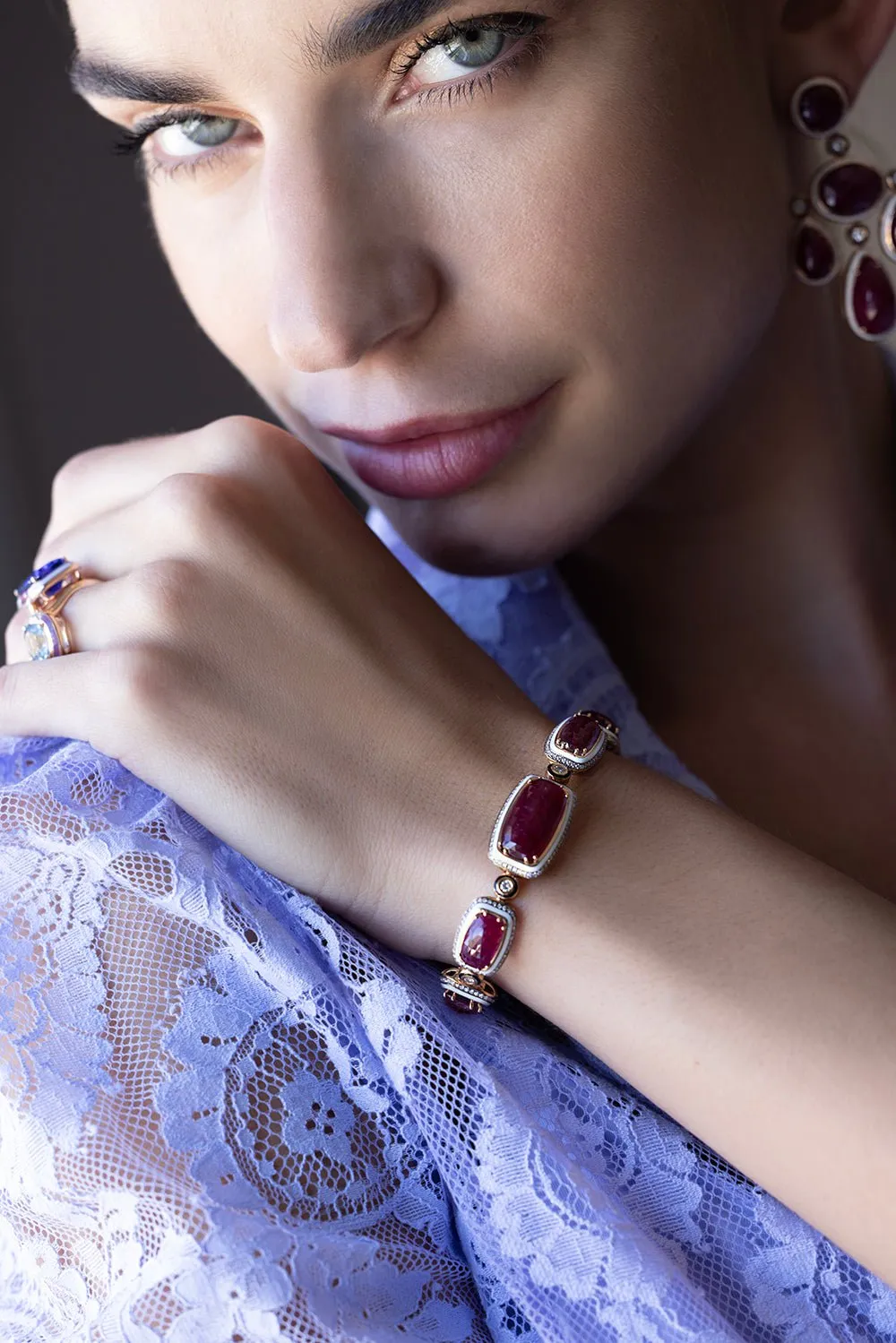 Ruby Diamond Enamel Bracelet